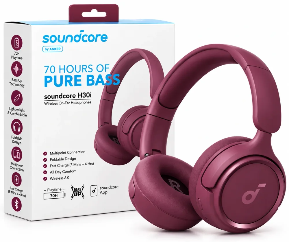 Casque Bluetooth Soundcore H30i by Anker – Pure Bass, 70H Playtime