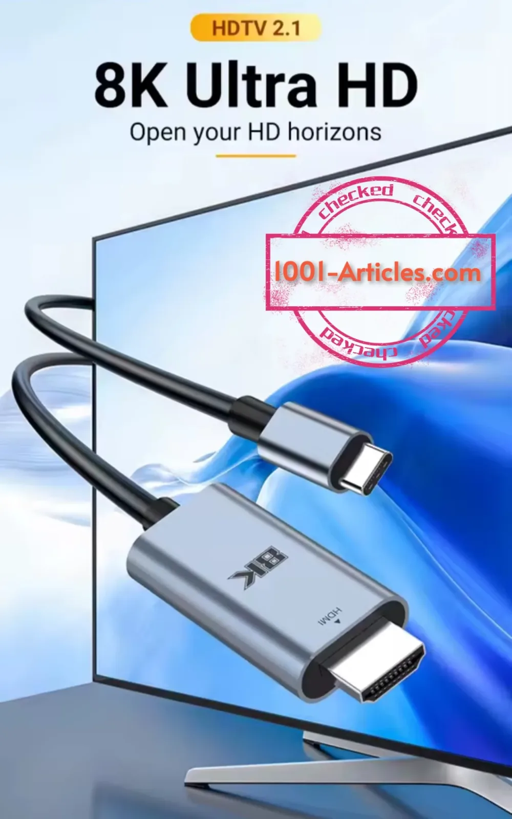 Adaptateur Type C vers HDMI 8k @ 60Hz 4K @ 120Hz, câble HDTV convertisseur TV.