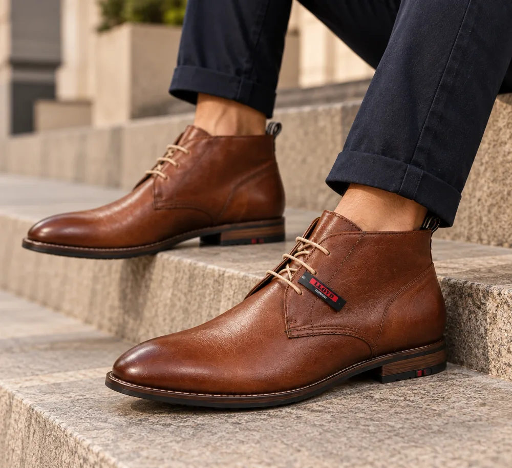 Bottines Homme Lloyd Daniel en Cuir Véritable Marron – Style Élégant