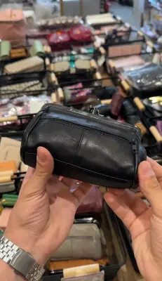 Porte-monnaie en cuir véritable à fermoir métallique clic-clac