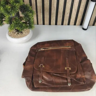 Sac à dos rétro en cuir synthétique pour femme - حقيبة ظهر نسائية من الجلد