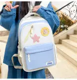 Sac à Dos Multifonctionnel Kawaii Grand Volume Imperméable et Résistant 4Pcs Bleu et Beige SACKDS02B - حقيبة ظهر بعدة قطع بتصميم كاوايي