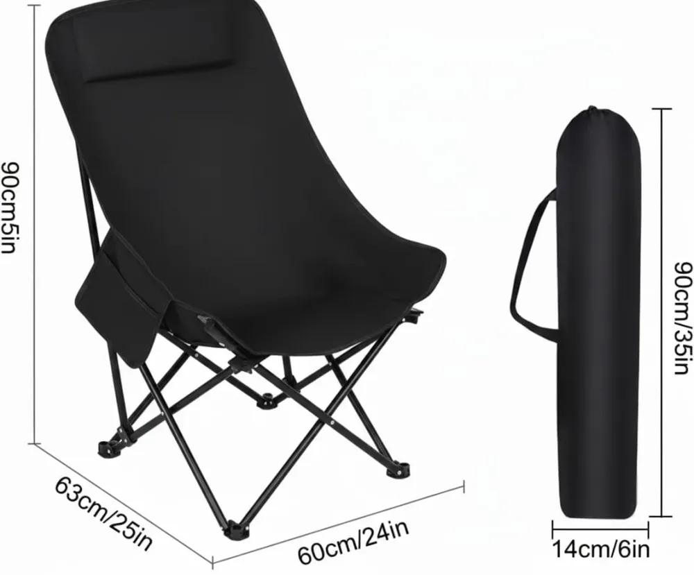 Chaise de Camping Pliante avec Dossier Réglable - كرسي تخييم بظهر عالي مريح قابل لتمديد