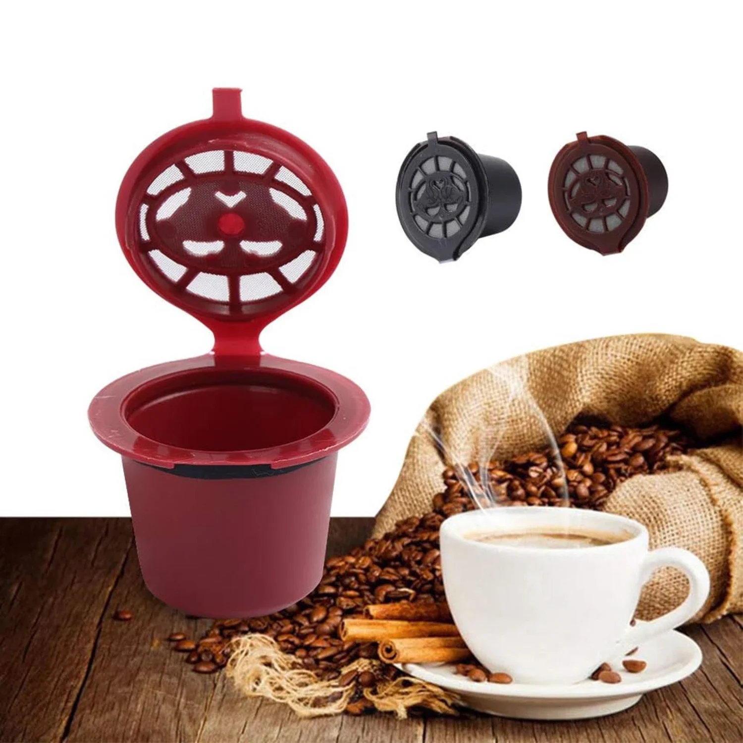 Pack 3Pcs Capsules Réutilisables Pour Machine À Café Nespresso – كبسولات قهوة قابلة لإعادة الملء