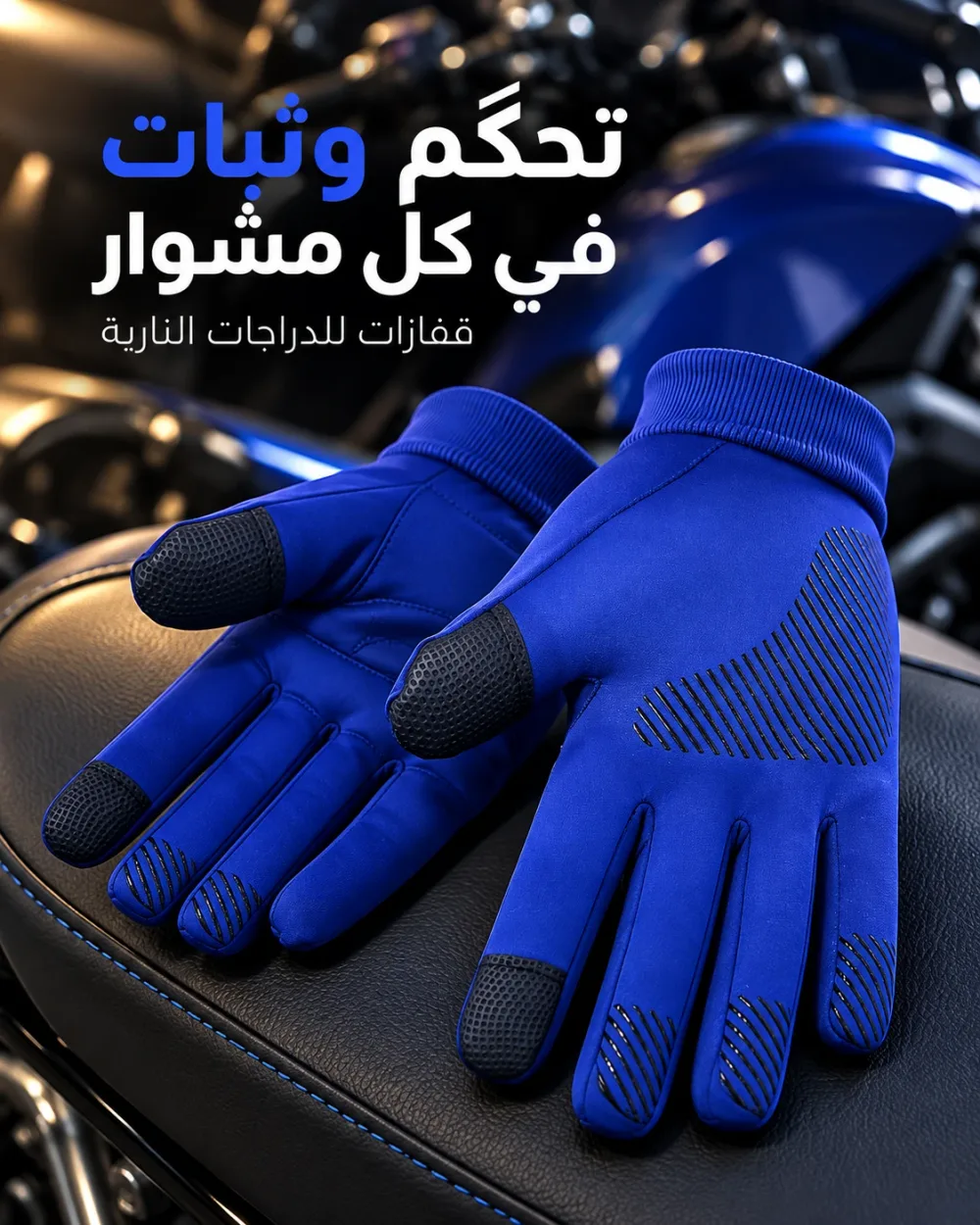 Gants de Moto Yamaha Racing Bleus avec Grip Antidérapant et Doigts Tactiles