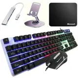 Combo Gamer 5-en-1 – Clavier, Souris, Hub USB, Tapis & Support Téléphone
