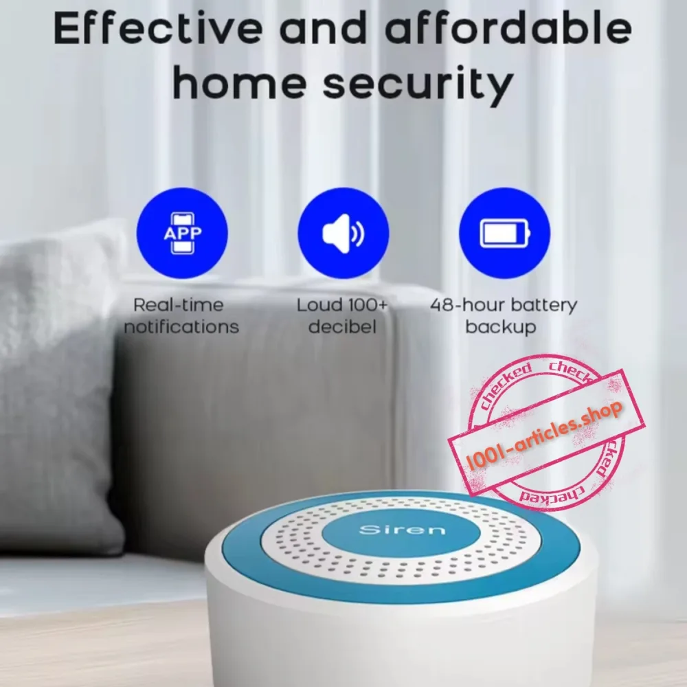 Kit d'alarme Wi-Fi, Tuya Smart, sans fil 433MHz, Sirène et Capteurs.