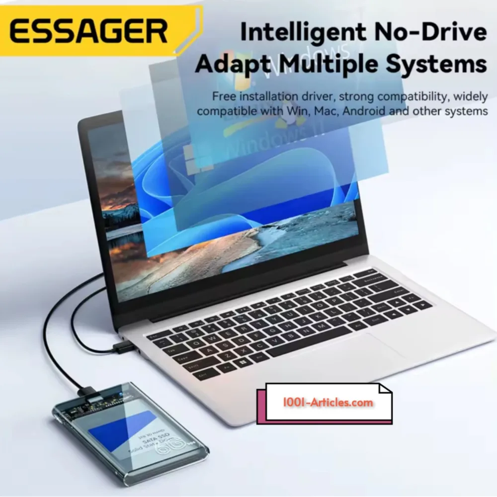 Boîtier Externe Essager pour SATA SSD et HDD 2.5 pouces