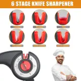 Aiguiseur de couteaux de cuisine 6 en 1 avec bouton rotatif multifonction - مسن سكاكين