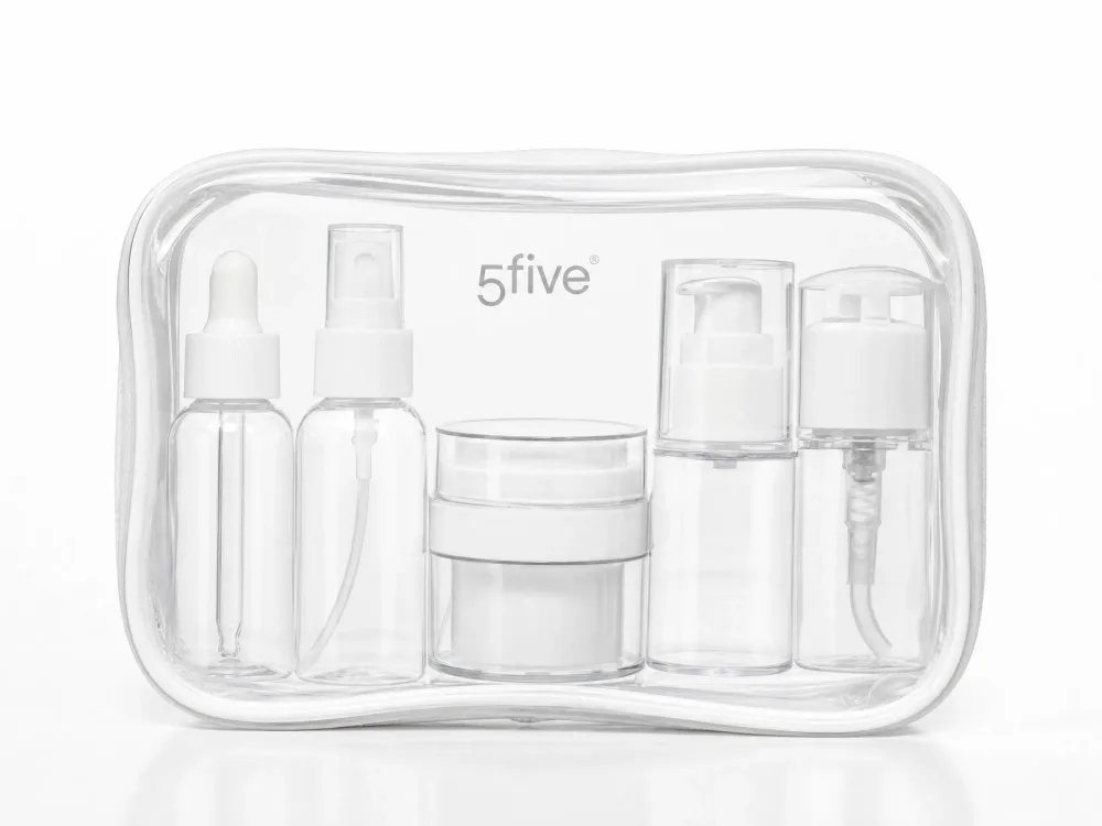 Kit de Flacons de Voyage Rechargeables 5FIVE – Trousse Transparente