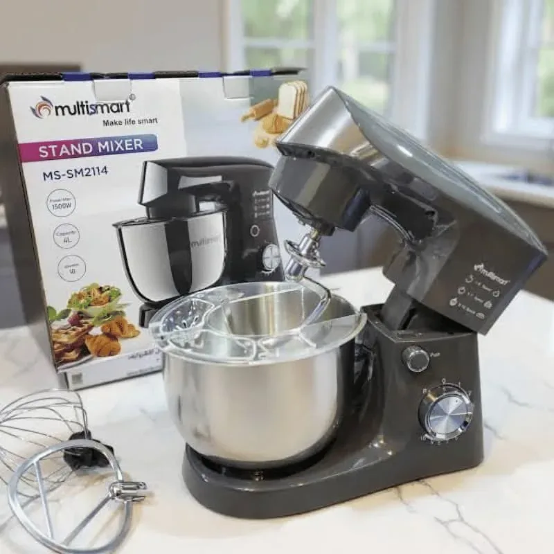 عجانة Multismart MS-SM2114 1500W مع وعاء Inox 4 لتر - خلاط و Pétrin احترافي 10 سرعات