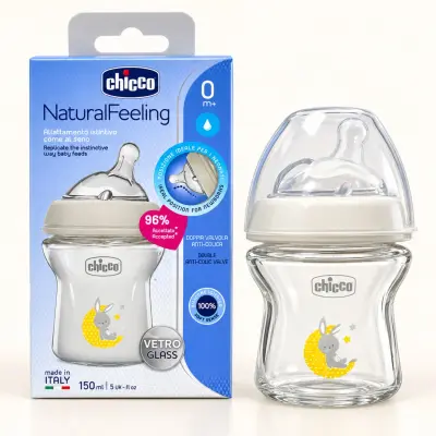 🍼 Chicco NaturalFeeling 150 ml – Biberon en verre dès la naissance