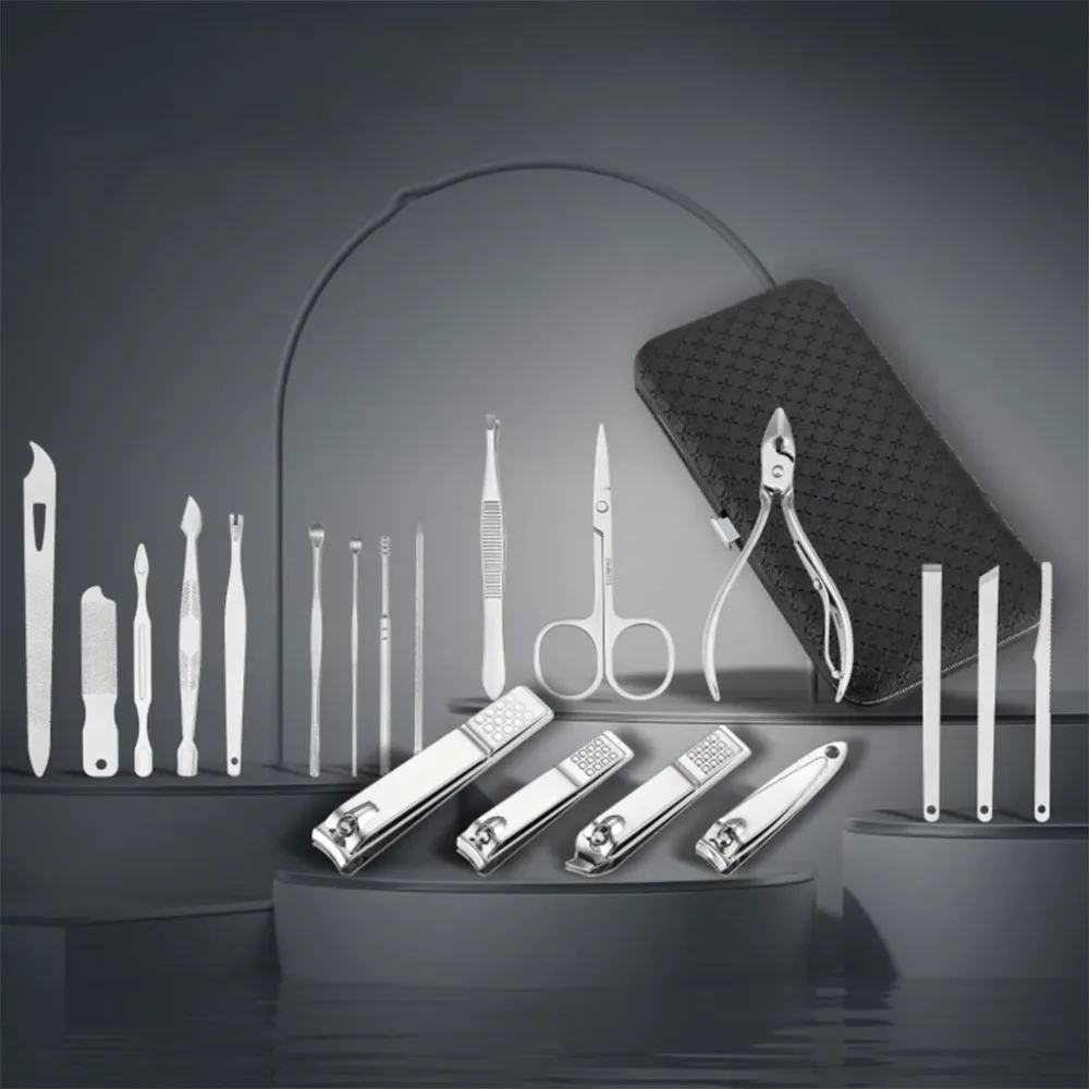 Ensemble de pédicure coupe-ongles 16 pièces avec ciseaux pince à épiler outils de manucure professionnels