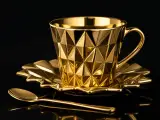 ☕ Tasse en Céramique Facettée avec Soucoupe Fleur - 180ml