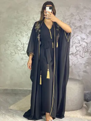 L'Abaya Noire Onyx & Or Impérial