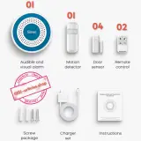 Kit d'alarme Wi-Fi, Tuya Smart, sans fil 433MHz, Sirène et Capteurs.
