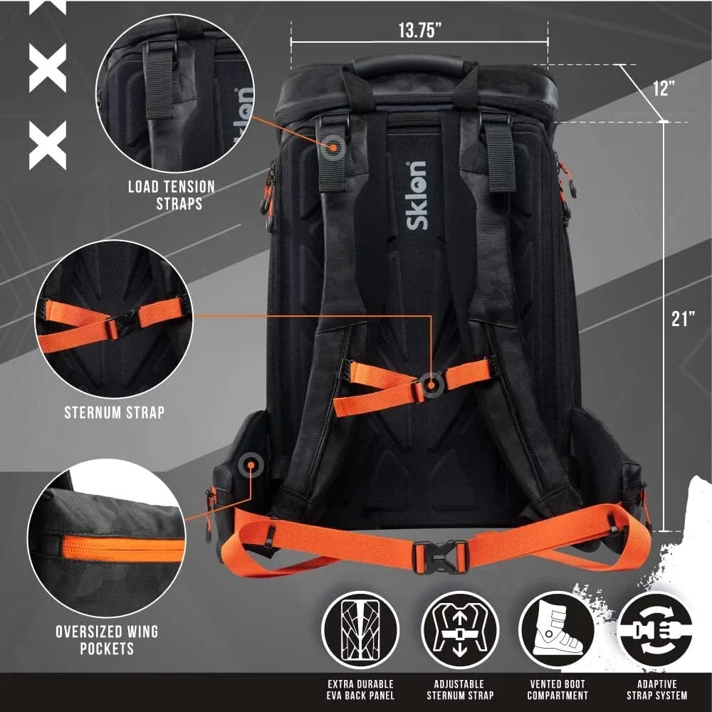 Sac à dos Sklon pour chaussures de ski , extensible 55-65 litres - étanche pour les voyages