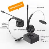 Casque sans fil Bluetooth avec Microphone réglable pour centre d'appels.