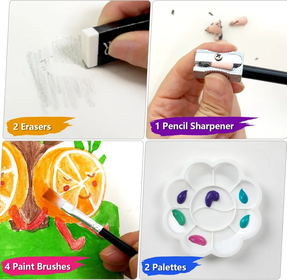 Coffret d'Art Deluxe 144 Pièces avec Mallette Portable - علبة أدوات الرسم والتلوين الفاخرة 144 قطعة داخل حقيبة