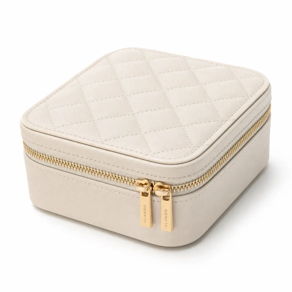 💍 Écrin à Bijoux Compact – Simili Cuir Matelassé