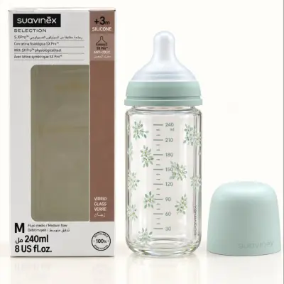 Suavinex Selection S.X Pro™ – Biberon en verre 240 ml