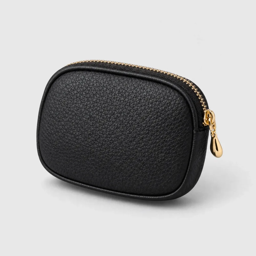 👛 Porte-Monnaie Cuir Grainé – Zip Doré