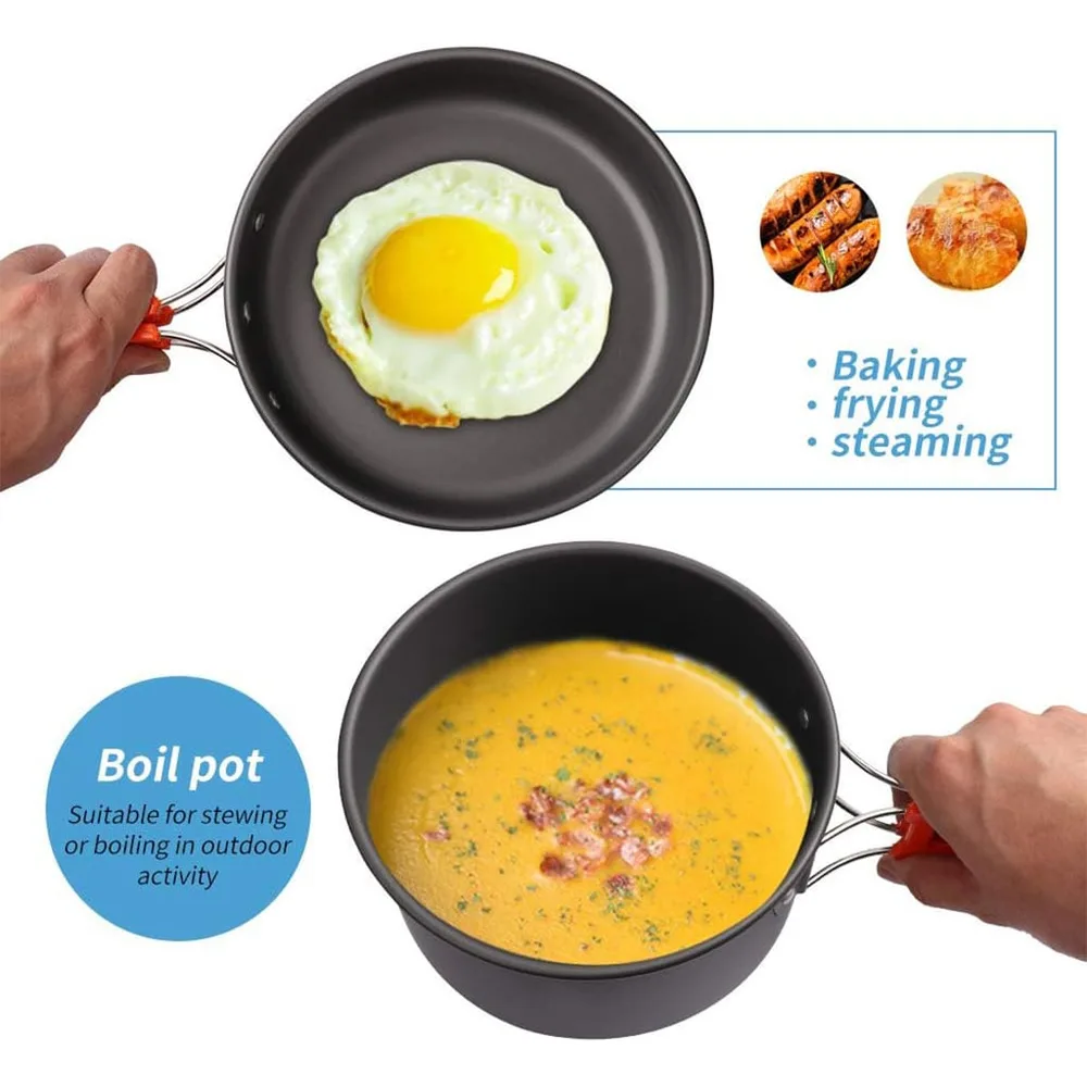 Ensemble de cuisine portable en alliage d’aluminium pour camping – طقم أدوات الطبخ للتخييم