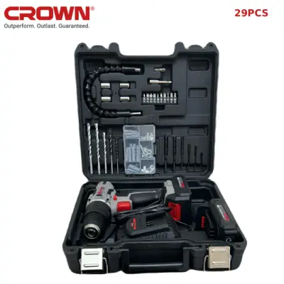 Kit Caisse a outils et visseuse 20V 2.0Ah 29 Pcs CROWN ct21102H-2-(29)EK