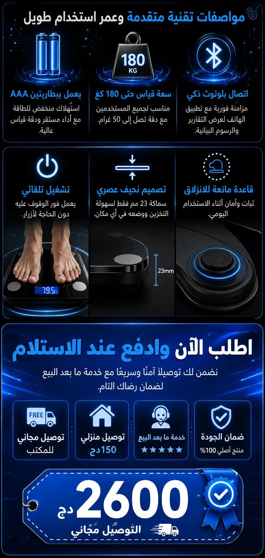 ميزان ذكي لتحليل الجسم مع اتصال بالهاتف