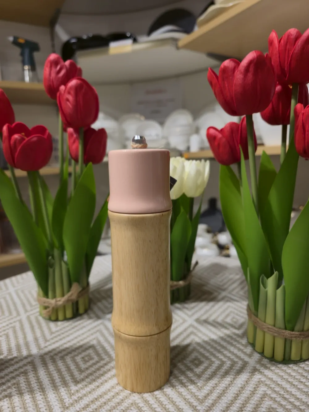 Moulin à Épices en Bois Style Bambou — Rose et Bleu