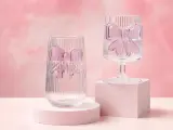 🎀 Verres en Verre Nervuré avec Nœud Décoratif - Collection Romantique
