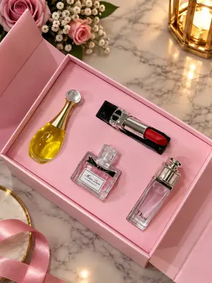 SET DIOR PERFUME + RED LIPSTICK