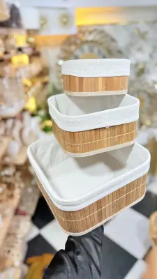 Panier de rangement en bambou 3pcs