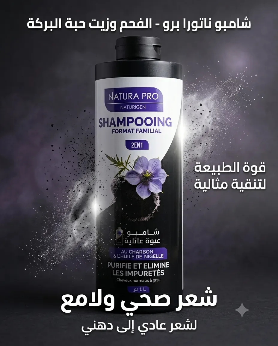 Natora pro شامبو عائلي بالفحم 1ل