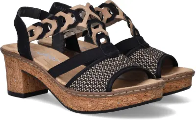 Sandales Femme Rieker Antistress 638C7-00 Noir – Talon 6,5 cm
