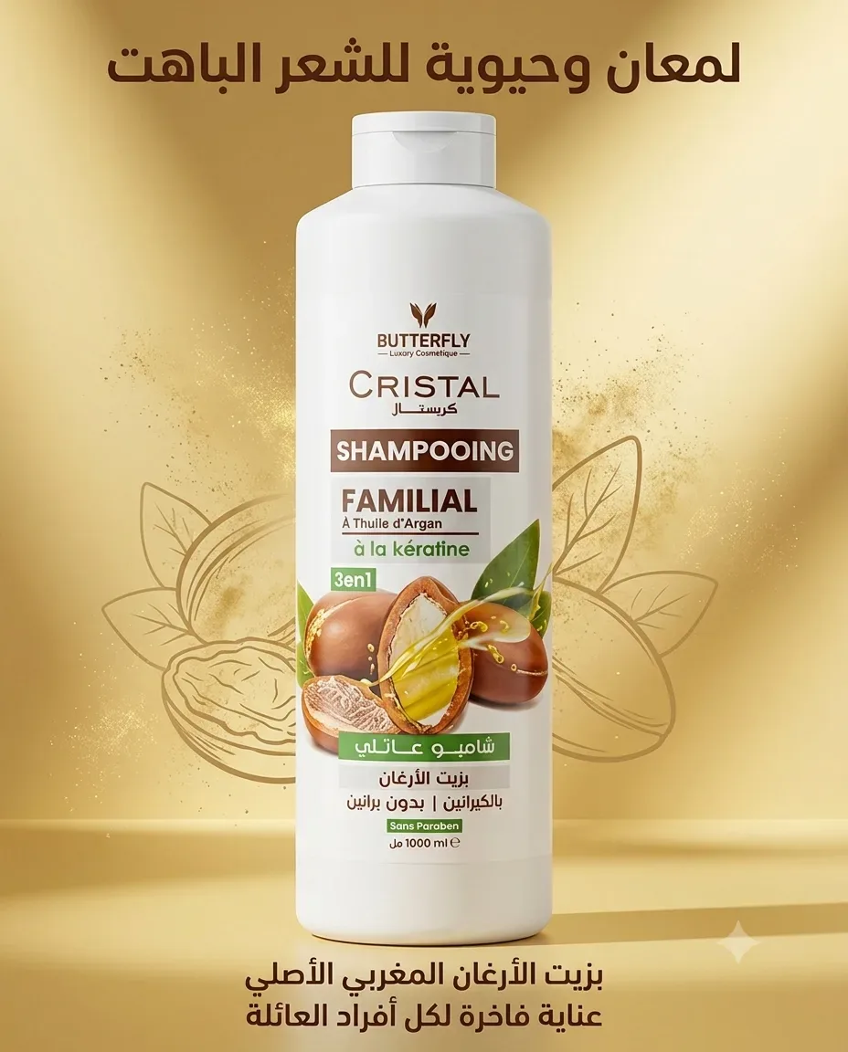 Cristal شامبو عائلي بزيت الأرغان 1ل