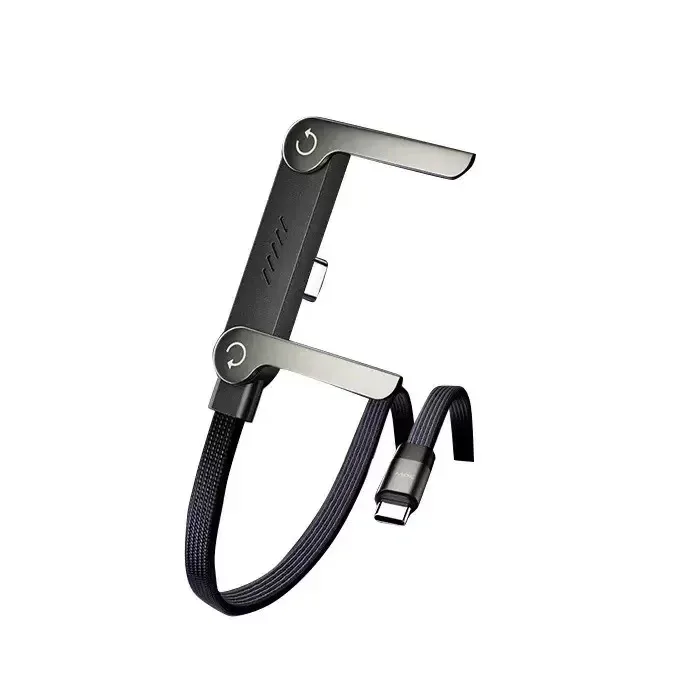 Câble Charge Rapide avec Support Téléphone Pliable – Type-C vers Type-C / Lightning