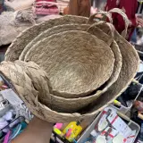 Panier trois pièces raphia