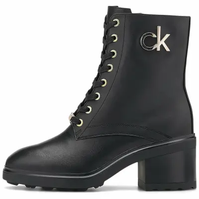 Bottines Femme Calvin Klein à Lacets en Noir – Talon Bloc