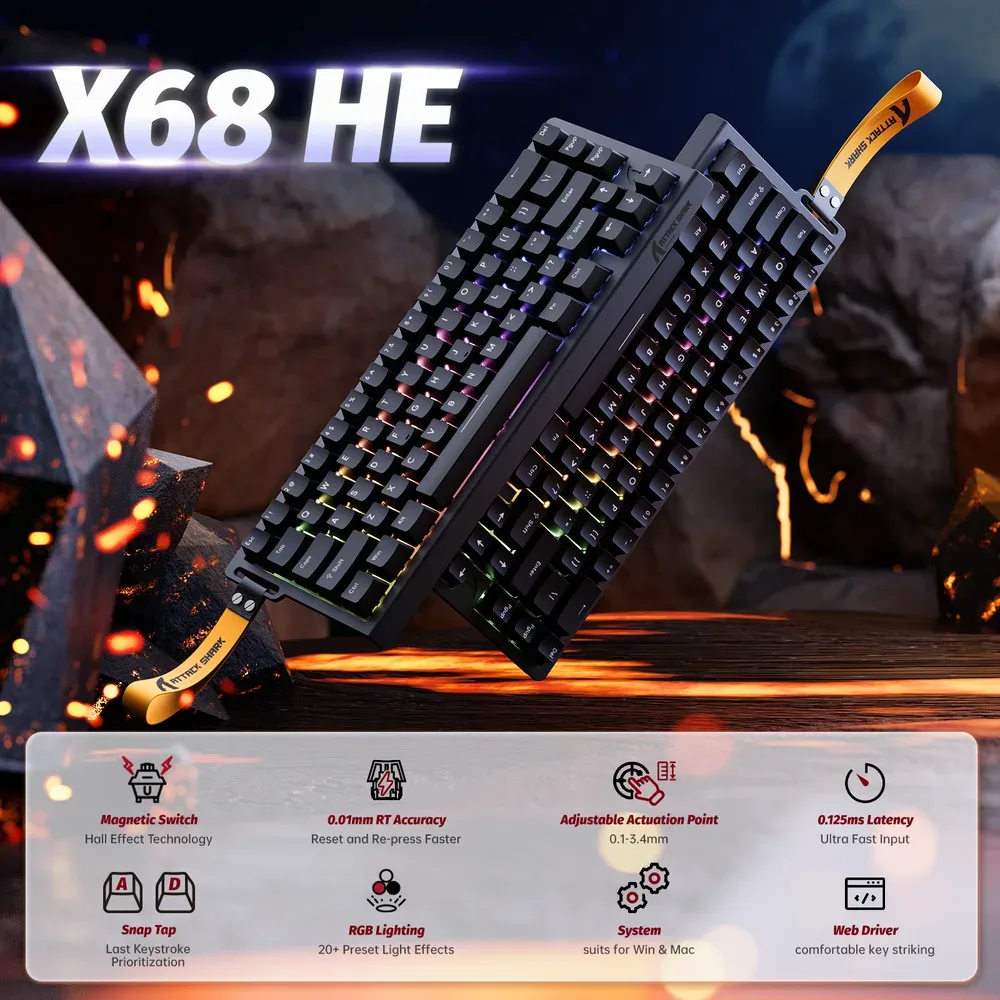 Clavier Gaming Magnétique ATTACK SHARK X68HE 60%
