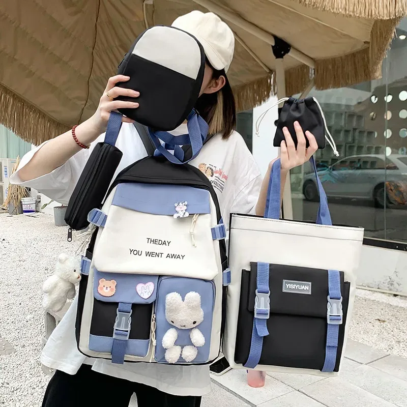 Sac à Dos Multifonctionnel Kawaii Grand Volume Imperméable et Résistant 5Pcs Mauve SACKDS25MV - حقيبة ظهر بعدة قطع بتصميم كاوايي