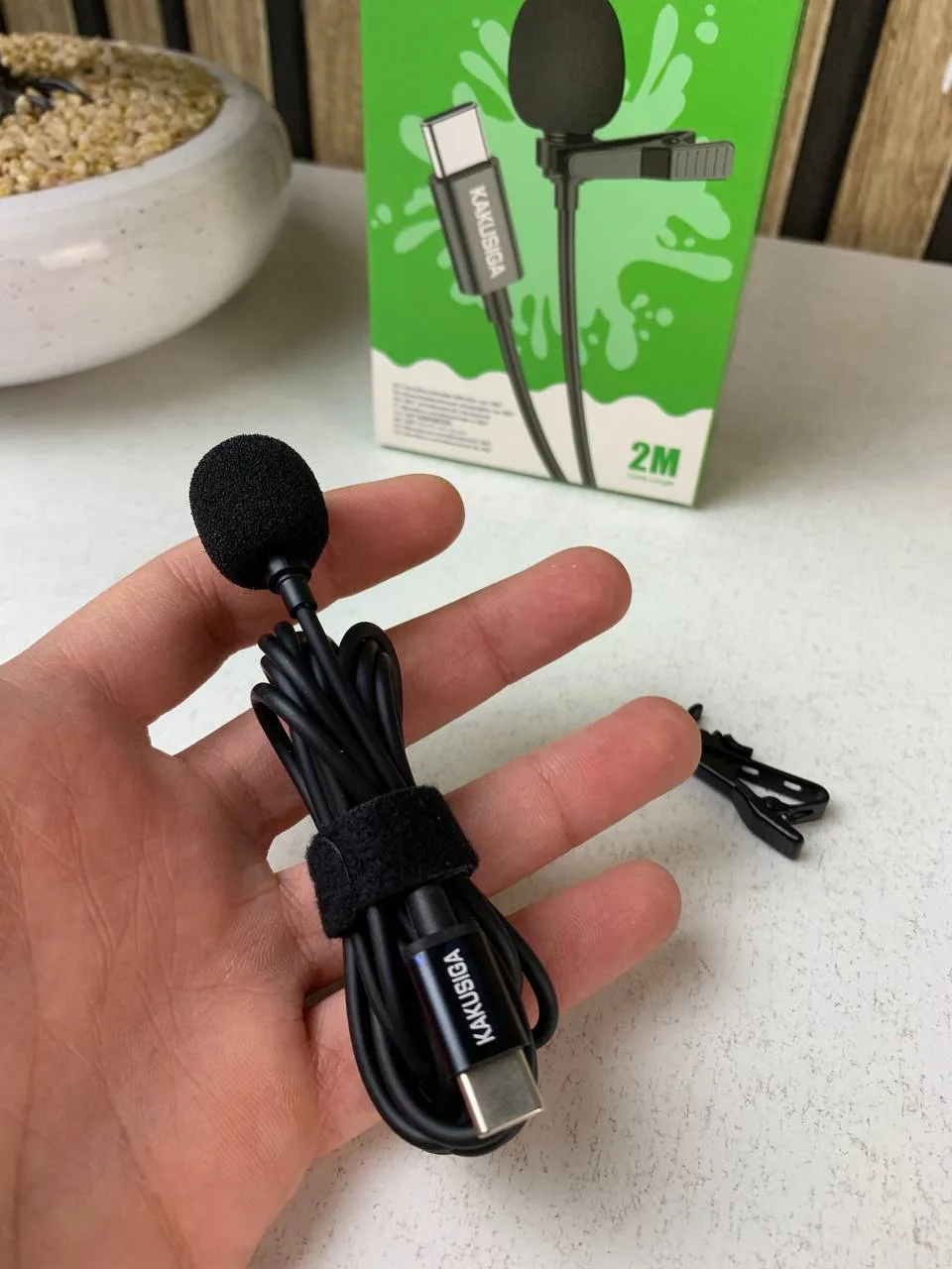 Microphone cravate professionnel USB-C de 2 m à condensateur sphérique - ميكروفون جودة صوت احترافية كابل بطول 2 متر