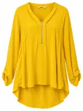 Blouse femme Julie Guerlande jaune moutarde à col zippé – Taille 38
