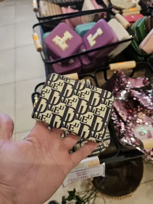 Petit Porte-Cartes  Motif Monogramme Beige & Noir