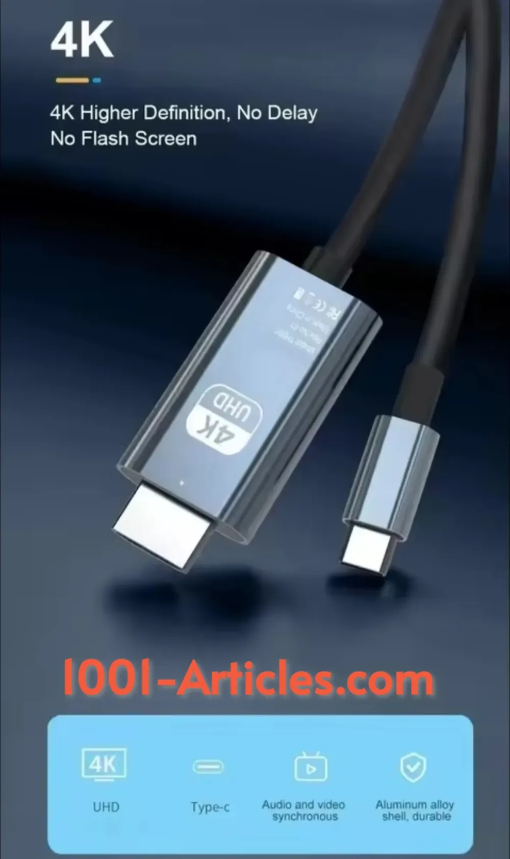Adaptateur de conversion vidéo HD 4K, Type C vers HDTV - HDMI