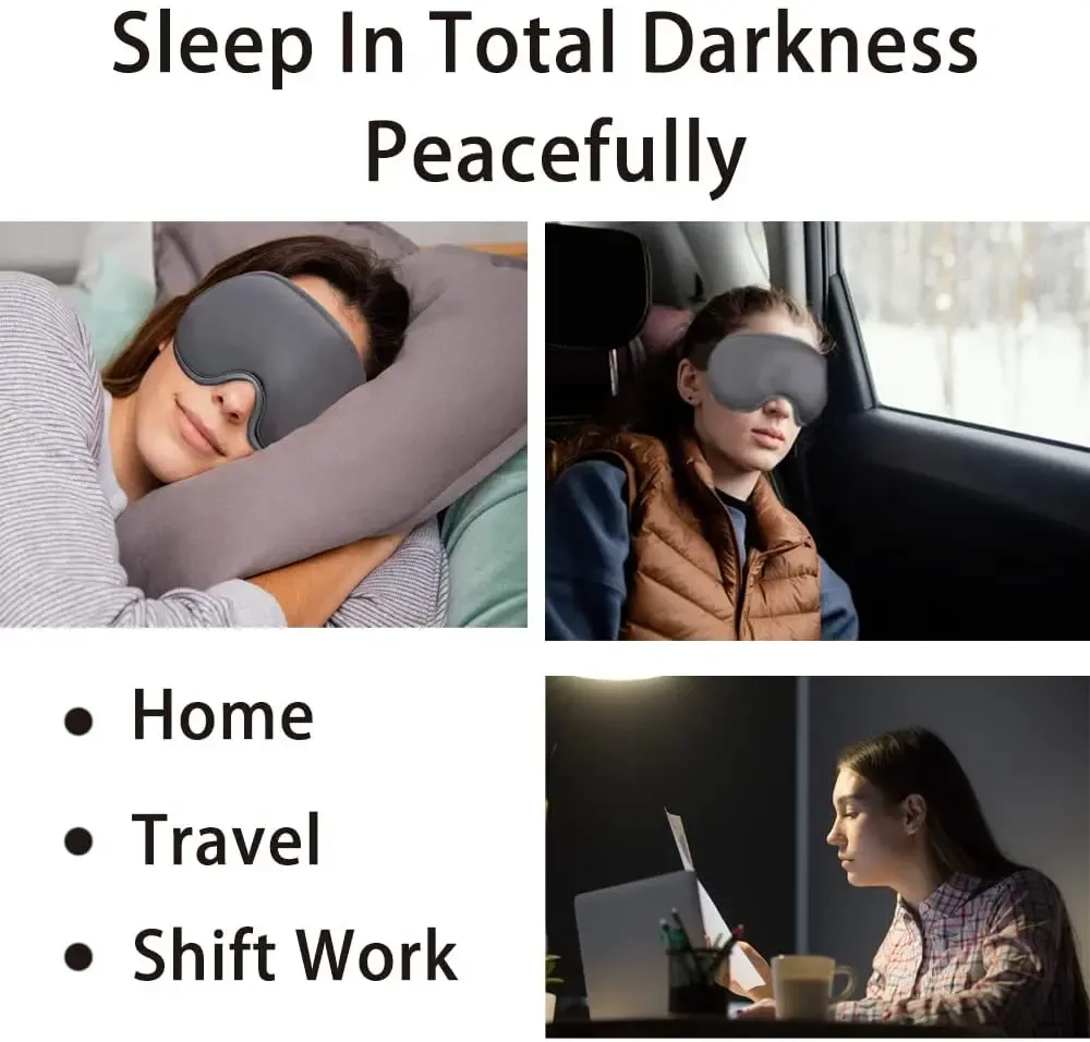 Masque de sommeil 3D ergonomique et profond amélioré avec sangle ajustable - قناع نوم مريح