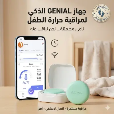 جهاز GENIAL الذكي لمراقبة حرارة الطفل - دقة طبية 24/7