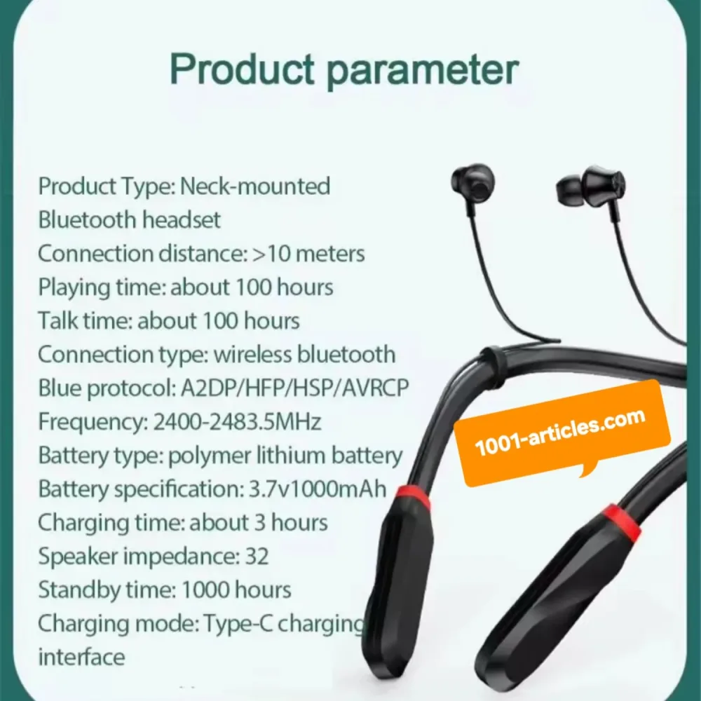 Écouteurs I35 Bluetooth 5.1 - Stéréo - Sport - Micro intégré - Tour de Cou.