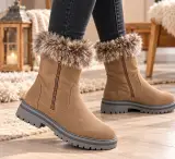 Bottines d’Hiver Femme City Line – Bordure Fourrure, Fermeture Zippée & Semelle Crantée