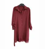 Chemise tunique longue bordeaux avec bas en dentelle